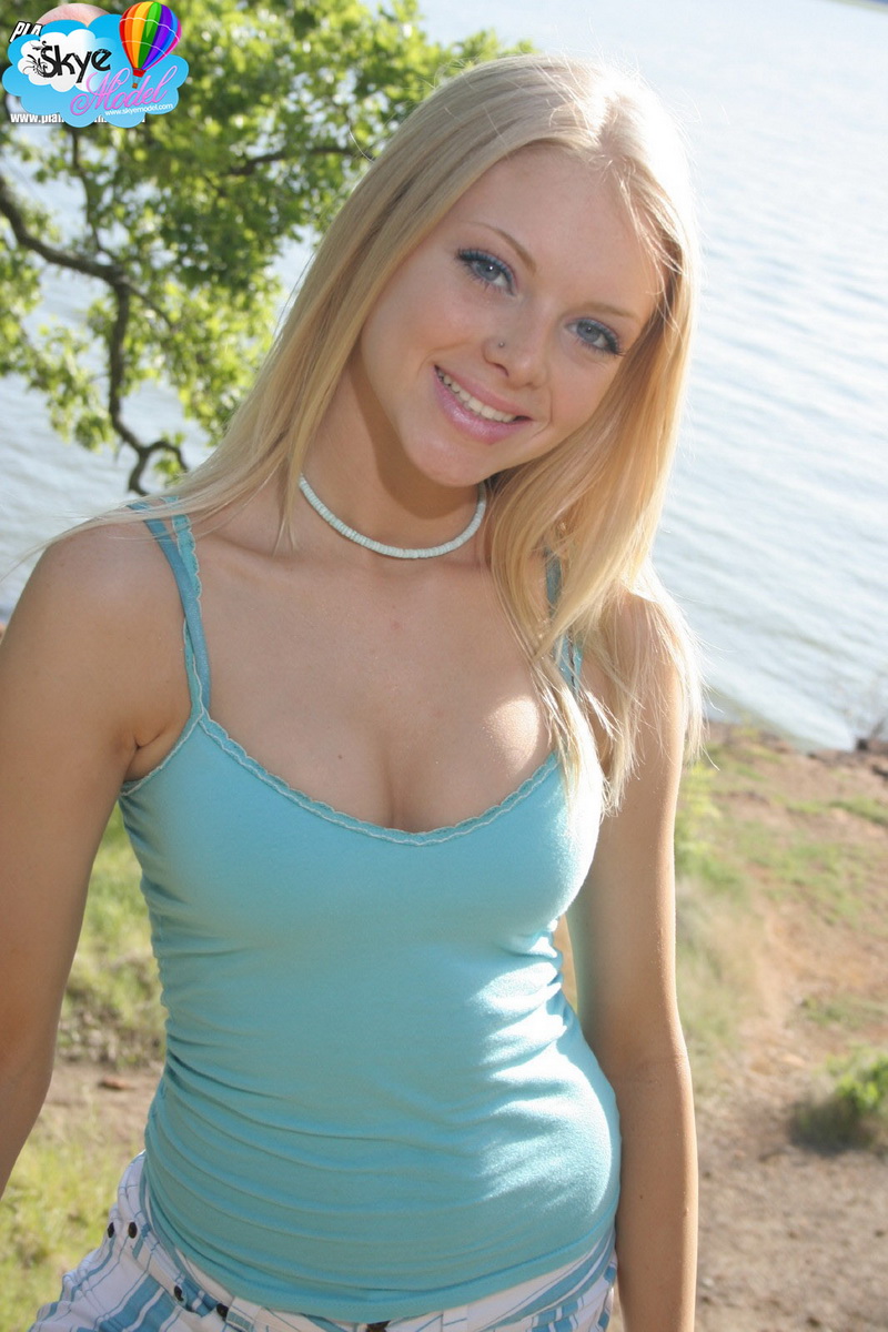 Cute Teen Skye Is By The Lake As She Shows Off Her Perfect