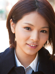 Erotic picture of Tsubasa Akimoto Asian in sexy uniform enjoys her way to school