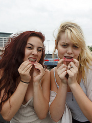 Erotic picture of Gia Strachen and Vicky Roma Malls Out