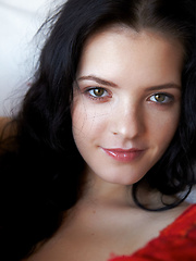 Erotic picture of Top model Anie Darling spreads her sexy legs baring her sweet pussy.