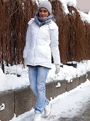 Erotic picture of Penelope is a charming yet alluring babe, her slender and gorgeous body garbed in sheer white lingerie, with her adorable innocent looks, gorgeous, puffy boobs, and sexy legs.