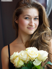 Erotic picture of Always smiling, always showing secret look. This slender nude cutie looks amazingly good in that sexy black underwear.