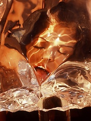 Erotic picture of Sunny Leone - plays with a sexy ice sculpture