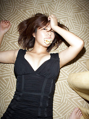 Erotic picture of Neo Asian shows her lustful curves with and without clothes on