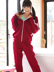 Erotic picture of Yuri Hamada Asian slowly takes her sports equipment off for you