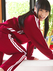 Erotic picture of Yuri Hamada Asian slowly takes her sports equipment off for you