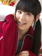 Erotic picture of Yuri Hamada Asian slowly takes her sports equipment off for you