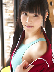 Erotic picture of Yuri Hamada Asian slowly takes her sports equipment off for you