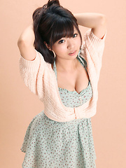 Erotic picture of Mayuka Kuroda Asian in long socks and cute dress has big boobs