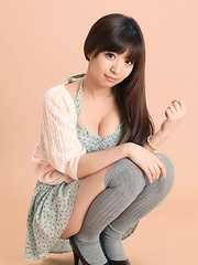 Erotic picture of Mayuka Kuroda Asian in long socks and cute dress has big boobs