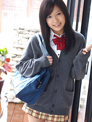 Erotic picture of Rina Toiro Asian has big cans and firm ass in white lingerie