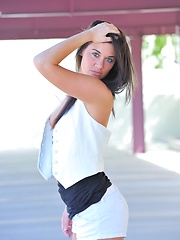 Erotic picture of Harper baring it all outside