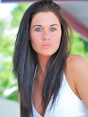 Erotic picture of Harper baring it all outside