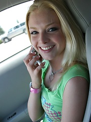 Erotic picture of Petite blonde Skye Model is out having fun in a tight top and jeans