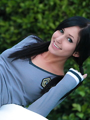 Erotic picture of Horny schoolgirl Catie Minx spends her lunch break pleasuring herself outdoors