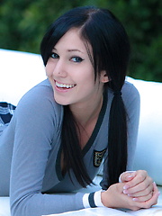 Erotic picture of Horny schoolgirl Catie Minx spends her lunch break pleasuring herself outdoors