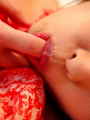 Erotic picture of Ayame was trying to be a decent Japanese girl, but her body was worked up to a simmer. I pulled out the thermometer and she slid it into her tight pussy lips.