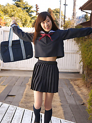 Erotic picture of Teen Kana Yuuki is schoolgirl with nice face and slender figure