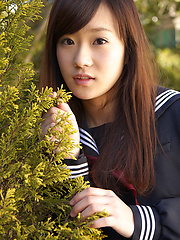 Erotic picture of Teen Kana Yuuki is schoolgirl with nice face and slender figure
