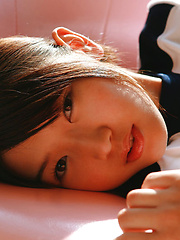 Erotic picture of Noriko Kijima Asian in sports equipment is playful in the house