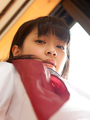 Erotic picture of Yuuri Shiina Asian shows nasty behind in panty under uniform