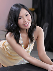 Erotic picture of Hot Asian cutie with tiny perky tits spreads open her wet pink twat