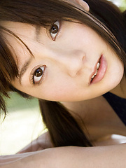 Erotic picture of Anna Nakagawa Asian touches pussy in bath suit of the pool bars