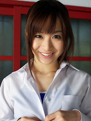 Erotic picture of Hikari Yamaguchi Asian in uniform and coat wants to share choco