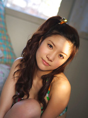 Erotic picture of Cocoro Amachi Asian loves some sun heat on fit body in lingerie