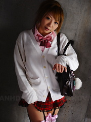 Erotic picture of Sexy teen Rui Hazuki poses in short skirt out
