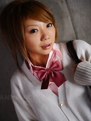 Erotic picture of Sexy teen Rui Hazuki poses in short skirt out