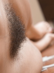 Erotic picture of Pavla strips naked on her wooden stairs