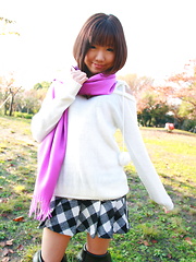 Erotic picture of Hot babe Mahiru Tsubaki showing off with joy