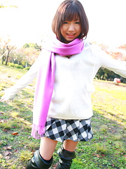 Erotic picture of Hot babe Mahiru Tsubaki showing off with joy