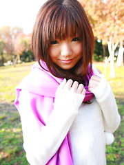 Erotic picture of Hot babe Mahiru Tsubaki showing off with joy