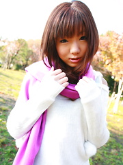 Erotic picture of Hot babe Mahiru Tsubaki showing off with joy