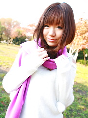 Erotic picture of Hot babe Mahiru Tsubaki showing off with joy