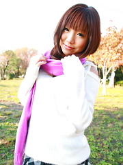 Erotic picture of Hot babe Mahiru Tsubaki showing off with joy