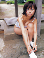 Erotic picture of Hitomi Kitamura Asian with big assets loves biking and pictures