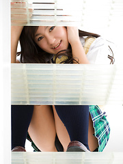 Erotic picture of Natsuki Takahashi Asian takes short skirt off and shows hot bum