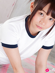 Erotic picture of Mana Asian doll in sports outfit is naughty and shows hot behind