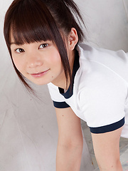 Erotic picture of Mana Asian doll in sports outfit is naughty and shows hot behind